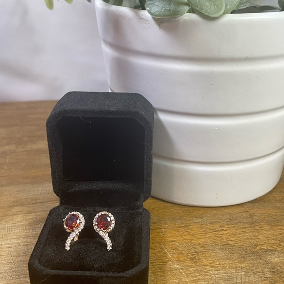 2.46ct Sapphire Earrings Rolled 14k ORANGE & WHITE - Picture 4 of 11